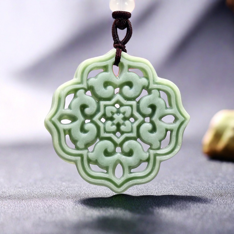 Men Accessories Pendant - Natural Real Jade Flower Pendant Necklace