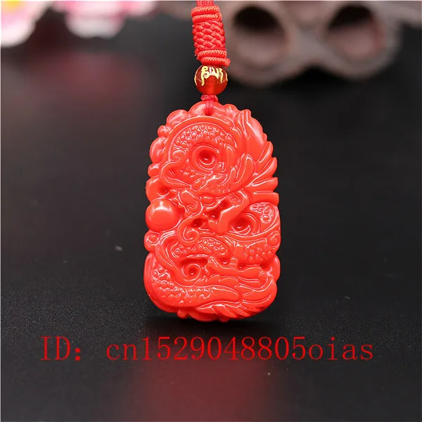 Men Accessories Pendant - Natural Red Coral Jade Stone Dragon
