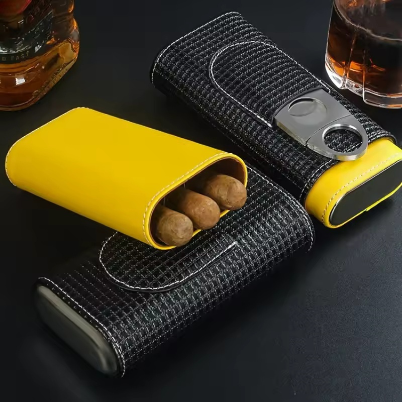 Portable Leather Cigar Humidor - огляд і ціна Cigar Cutter Set