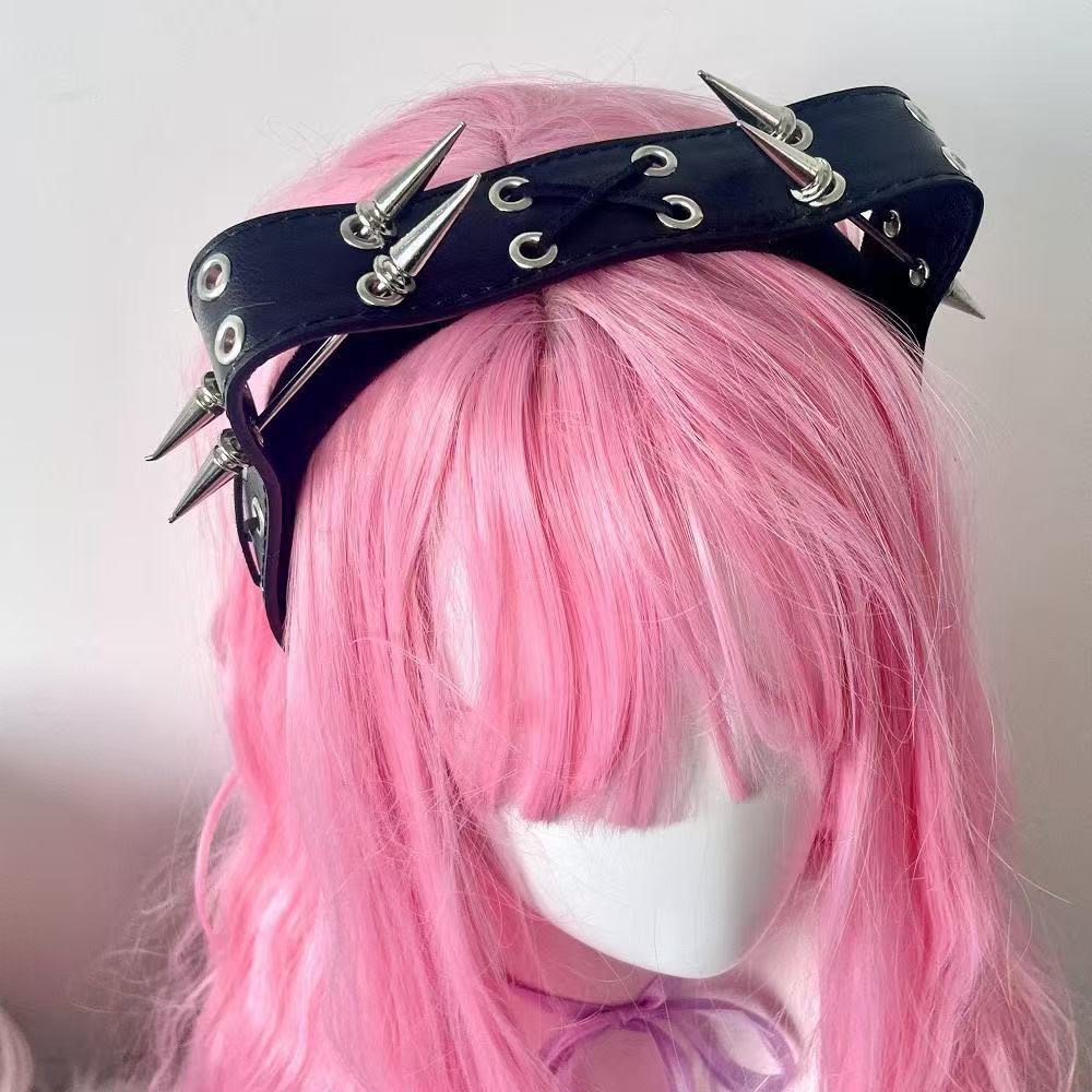 Punk Harajuku Rivet Headband,  - огляд і ціна Men Accessories Aesthetic